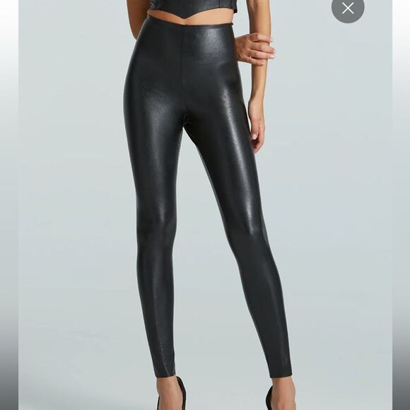 Black Commando faux leather Boot tights in size Medium knee high boot pants - Picture 8 of 11